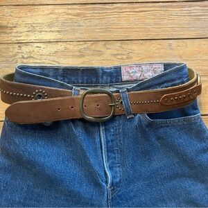 Hollister brown leather belt with studded details, size M women’s